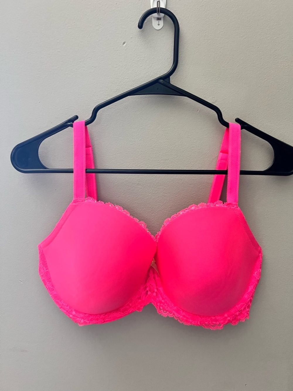 Victoria's Secret Hot Pink Lace-Trim Padded Bra